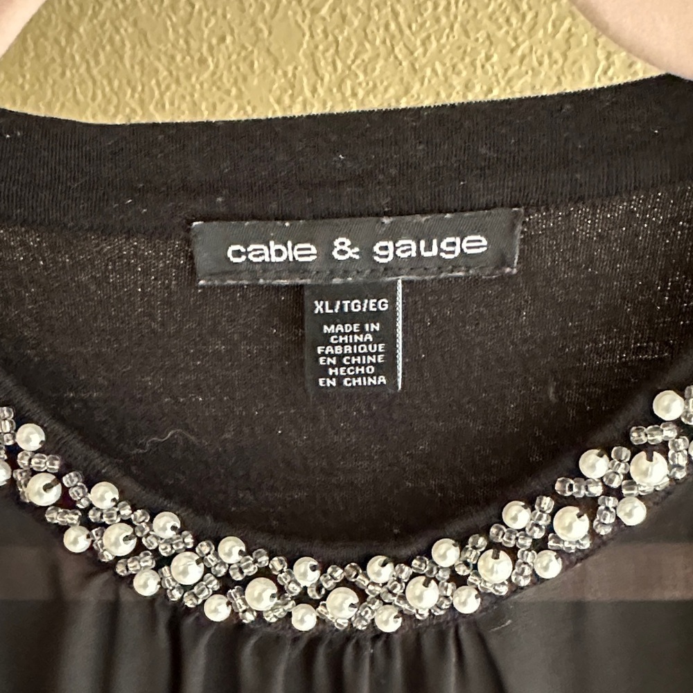 Cable & Gauge Black Top with Embellished Neckline - Picture 4 of 4